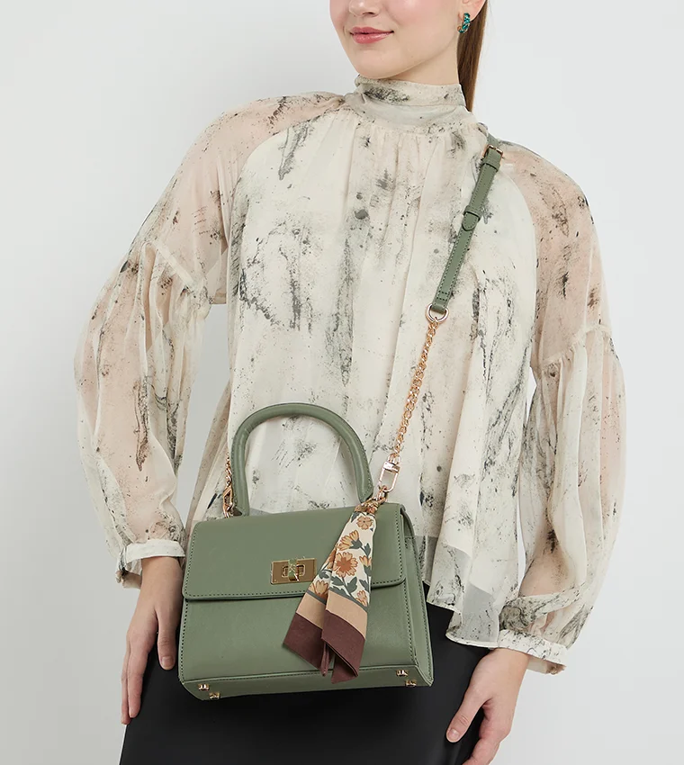 آن كلاين Anne Klein Logo Metal Scarf Detail Top Handle Bag
